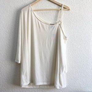 Torrid- Ivory Metallic Dot Off Shoulder Blouse